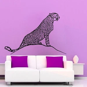 Cheetah Wall Decals Leopard Stickers Vinyl Decor Home Art Black - Picture 1 of 2