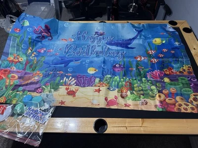 Under The Sea Birthday Party Banner Sign Plus Extras Little Mermaid Wild Kratts - Image 1 of 4