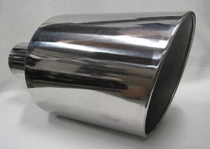 POLISHED STAINLESS STEEL 4" INLET 10" OUTLET 18" LONG DIESEL EXHAUST TIP DODGE - Picture 1 of 5