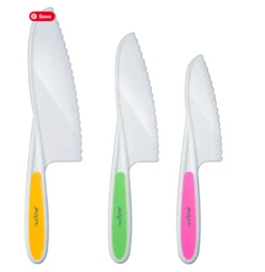 NutriChef 3-Piece Nylon Kitchen Baking Knife Set Children's Cooking Knives - Picture 1 of 5