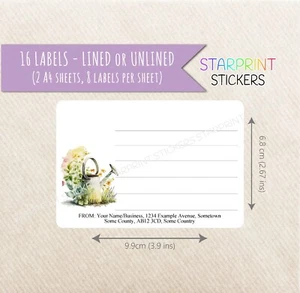 Gießkannenetiketten, 16 Aufkleber, personalisiert "Rücksendeadresse" Option Porto - Bild 1 von 11
