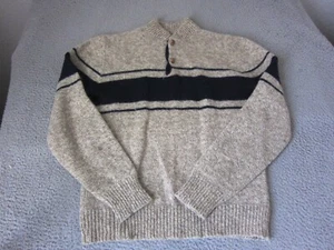 Peconic Bay Traders Sweater Mens Medium Brown Wool Made in USA Heavy Henley Mens - Picture 1 of 12