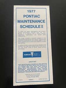 1977 Pontiac Maintenance Booklet Firebird TA Trans Am Formula Grand Prix Lemans - Picture 1 of 3