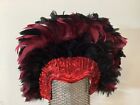 Feathered headdress Red Sequins Indian Drama Show Carnival Costume Mask