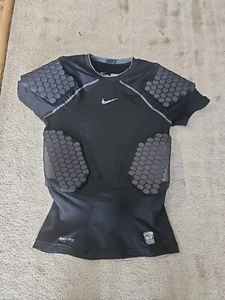 Nike Pro Hyperstrong Combat Compression Shirt Black Mens M Padded Football DriF - Picture 1 of 4