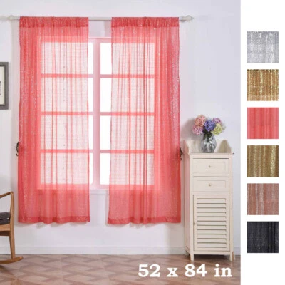 Cortinas de ventana con lentejuelas de 52 x 84 pulgadas 2 paneles Decoración del hogar Fiesta Boda Foto 1 de 4