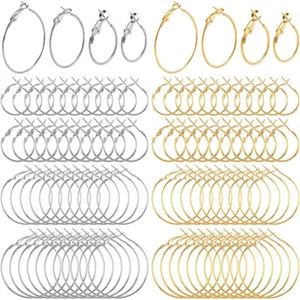 96 Pcs Earrings Kit Hoops Round Findings for Jewelry Making - Picture 1 of 11