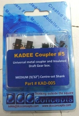 DCC Concepts Kadee #5 -2 Pairs #5 Magnetic Knuckle Standard Couplings & Plates 1