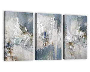 Abstract Canvas Wall Art Blue Grey Canvas Picture Decor Painting Prints for B... - Picture 1 of 6