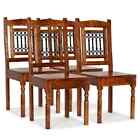 4 Set Solid Wood Dining Chairs With Honey Finish Classic Kitchen Seat