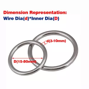 304 Stainless Steel Hoop Welded Ring Seamless Solid Round Circle Wire Dia 3-10mm - Picture 1 of 4