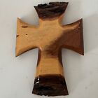 Vintage Hand Crafted Wood Cross Two Tone 7.5" X 5.5"