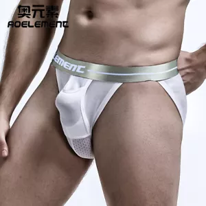 Men's Panties High Leg Bikini Briefs Low Waist Separate Penis Pouch Soft Undies - Picture 1 of 23