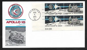 #1435b 8c Space Achievement-Apollo 15 Cachet- Cover Craft FDCPB4 #33138- Huston - Picture 1 of 2
