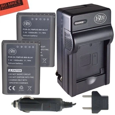 Аккумуляторы и зарядное устройство BM 2X BLN-1 для Olympus Pen F, OM-D E-M1, OM-D E-M5 II, E-P5 - Изображение 1 из 4