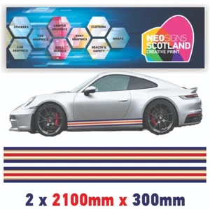 2 x 2100mm x 300mm Rothmans Racing stripe laminated for Porsche lemans R0300 - Picture 1 of 2