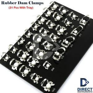 31Pcs Kit Dental Rubber Dam Clamps With Black Tray Endodontic Instruments - Picture 1 of 3