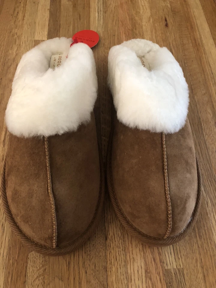 Nuevo 11 Zuecos para Mujer Sonoma Gamuza Piel de Oveja Acogedores Cálidos Bronceados Zapatos Mules Foto 1 de 3