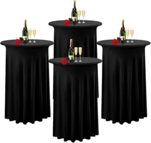 4 Pack Cocktail Table Covers 32"X 43" Spandex Stretch round Cocktail Tablecloths - Picture 1 of 8
