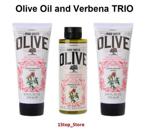 3 KORRES Pure Greek OLIVE VERBENA (2 Body Cream + 1 Hydrating Shower Gel)  / NEW