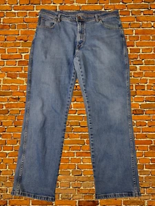 WRANGLER JEANS W38 L30 SHORT BLUE DENIM 100% COTTON REGULAR FIT ZIP FLY MENS - Picture 1 of 6