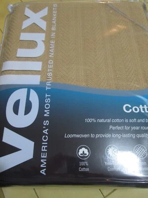 $85 Vellux Chevron 100% Cotton Year Round Blanket - King Size - Tan