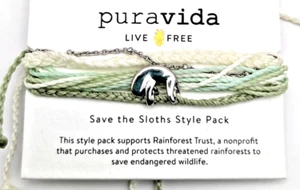 PURA VIDA BRACELET NWT SAVE THE SLOTHS STYLE PACK RAINFOREST JEWELRY FRIENDSHIP - Picture 1 of 2