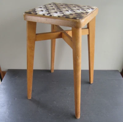 Vintage MCM Wooden Stool Stol Kamnik Yugoslavia - Image 1 of 4