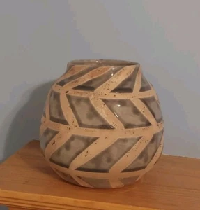 Neu mit Etikett Viva by Vietri Garden Geo graue runde VASE hergestellt in Portugal Keramik geometrisch - Bild 1 von 13
