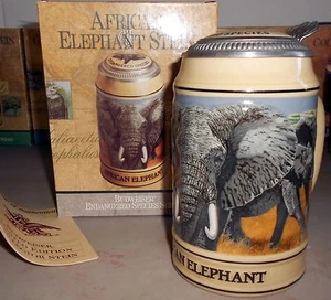 BUDWEISER CS135 AFRICAN ELEPHANT #3 1991 CERAMARTE MUG STEIN ENDANGERED SERIES - Picture 1 of 1