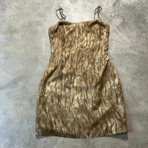Joseph Ribkoff Dress Womens Size 12 Gold Strappy Beaded Evening Mini - Picture 1 of 13