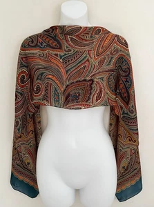 Vintage Silk Scarf Paisley Multicolor 13” x 57” Long Career - Picture 1 of 3