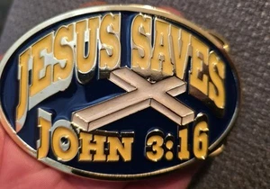Jesus Saves John 3:16 Made In USA Belt Buckle - Picture 1 of 4