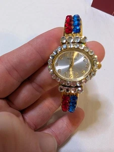 Persona Patriotic Themed Women's Crystal Accent Watch Bracelet - Picture 1 of 5