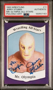 MR. OLYMPIA AUTO PSA DNA 1983 Wrestling All Stars #11 Signed Rookie Jerry Stubbs - Picture 1 of 4