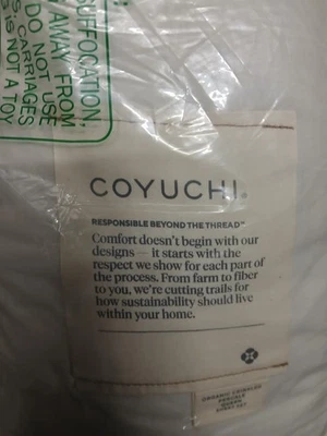 Funda nórdica Coyuchi orgánica de percal arrugada - Reina, sin teñir Foto 1 de 2