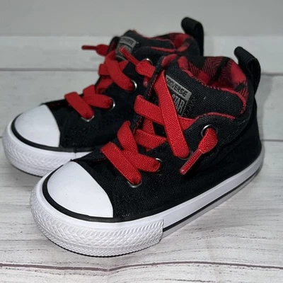 Zapatillas Converse Street Mid Top Bebé 5 Negro Rojo Búfalo A Cuadros 740462F Foto 1 de 4