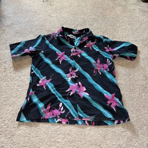 Camisa Hawaiana De Colección XL Hilo Hattie Para Hombres Verde Rosa Floral Algodón Años 80 EE. UU. LEER - Imagen 1 de 10