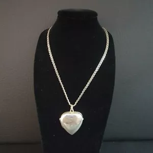 Authentic Tiffany & Co. Heart Large Size Locket Sterling Silver Pendant Necklace - Picture 1 of 9