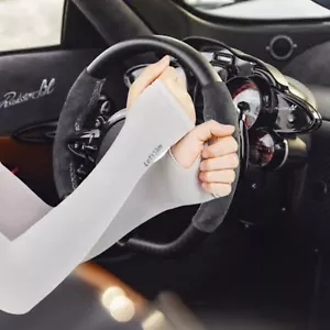 Long Arm Driving Half Finger Gloves Sleeve Sports UV Sun Protection Cover GREY - Picture 1 of 7