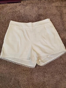 ee:alcuni pantaloncino donna piccolo avorio leggero misto lino chiusura laterale zip TG M - Foto 1 di 2