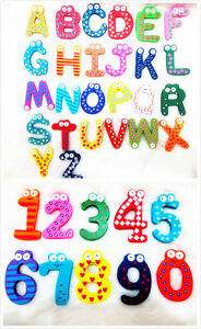 26 Letters 10 Numbers Kids Wooden Alphabet Fridge Magnet Child Educational Toy