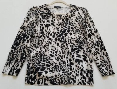 Cárdigan Spense para mujer grande L estampado animal manga 3/4 cuello redondo suéter elástico Foto 1 de 4