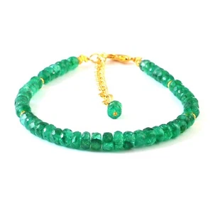 AAA Natürlicher Sambischer Smaragd Facettierte Rondelle Perlen Armband 7 Zoll 4-5 mm - Bild 1 von 3