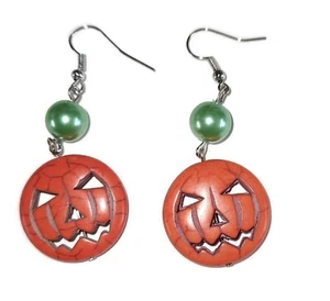 JACK O LANTERN grüne Perlen - Draht Ohrringe Schmuck Paar ideal für Halloween SALE - Bild 1 von 3