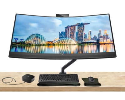 HP EliteDisplay E34m G4 34 inch Curved 2440 x 1440 2K WQHD Conferencing Monitors - Image 1 of 4