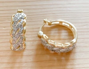 GORGEOUS GENUINE DIAMOND & DIAMOND ACCENTED HUGGIE EARRINGS NEW!! - Picture 1 of 3