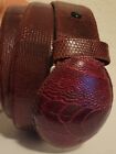 Authentic Genuine Real Burgundy ~ Wine ~ Maroon Color Ostrich Leg Belt