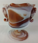 Imperial Glass Caramel Slag Seahorse Dish Candy Without Lid 5.5" high