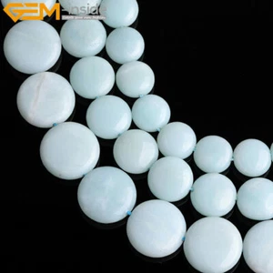 Big size Coin Natural Amazonite Stone Loose Beads For Jewelry Making Strand 15" - Picture 1 of 29